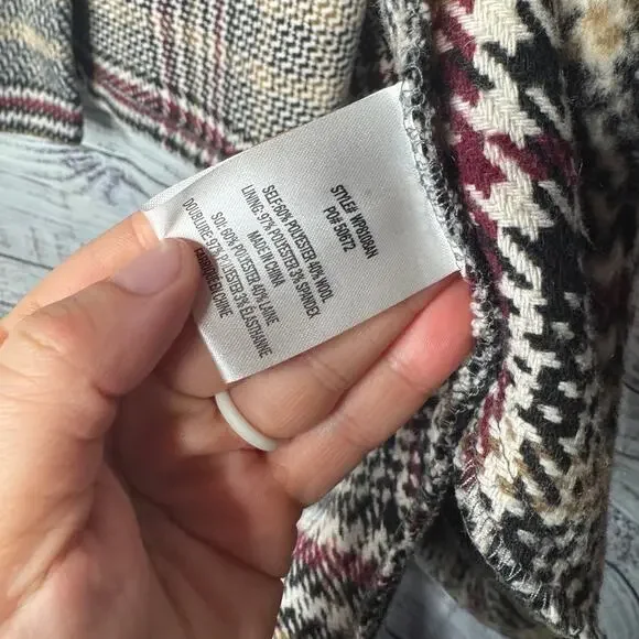 Eva Franco Plaid Wool Blend Kimono Coat Wrap Jacket XS/S Oversized - Picture 4 of 6